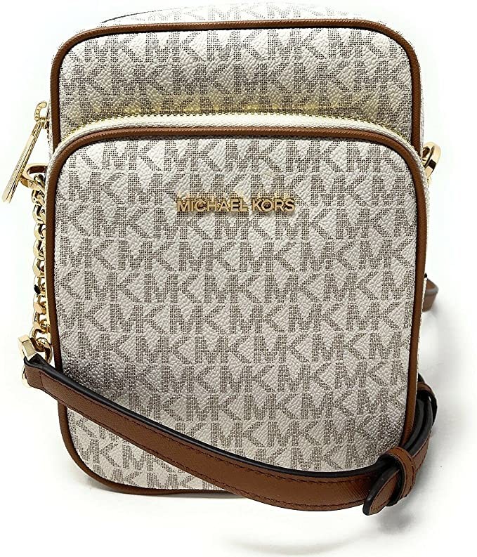 Michael Kors Jet Set Travel Signature PVC Medium Logo Chain Crossbody Flying Bag